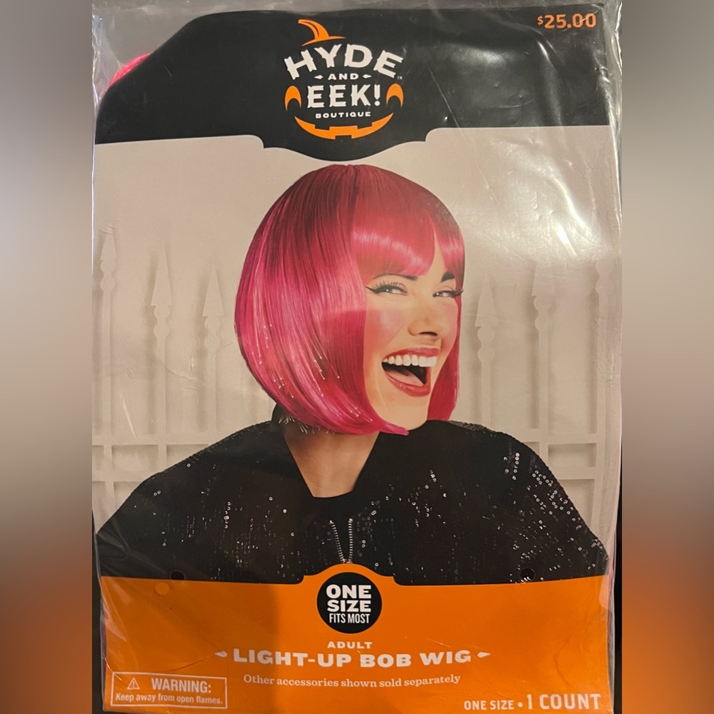 Hyde And Eek Adult Light-up Bob Wig | One size fits most, Bright pink
